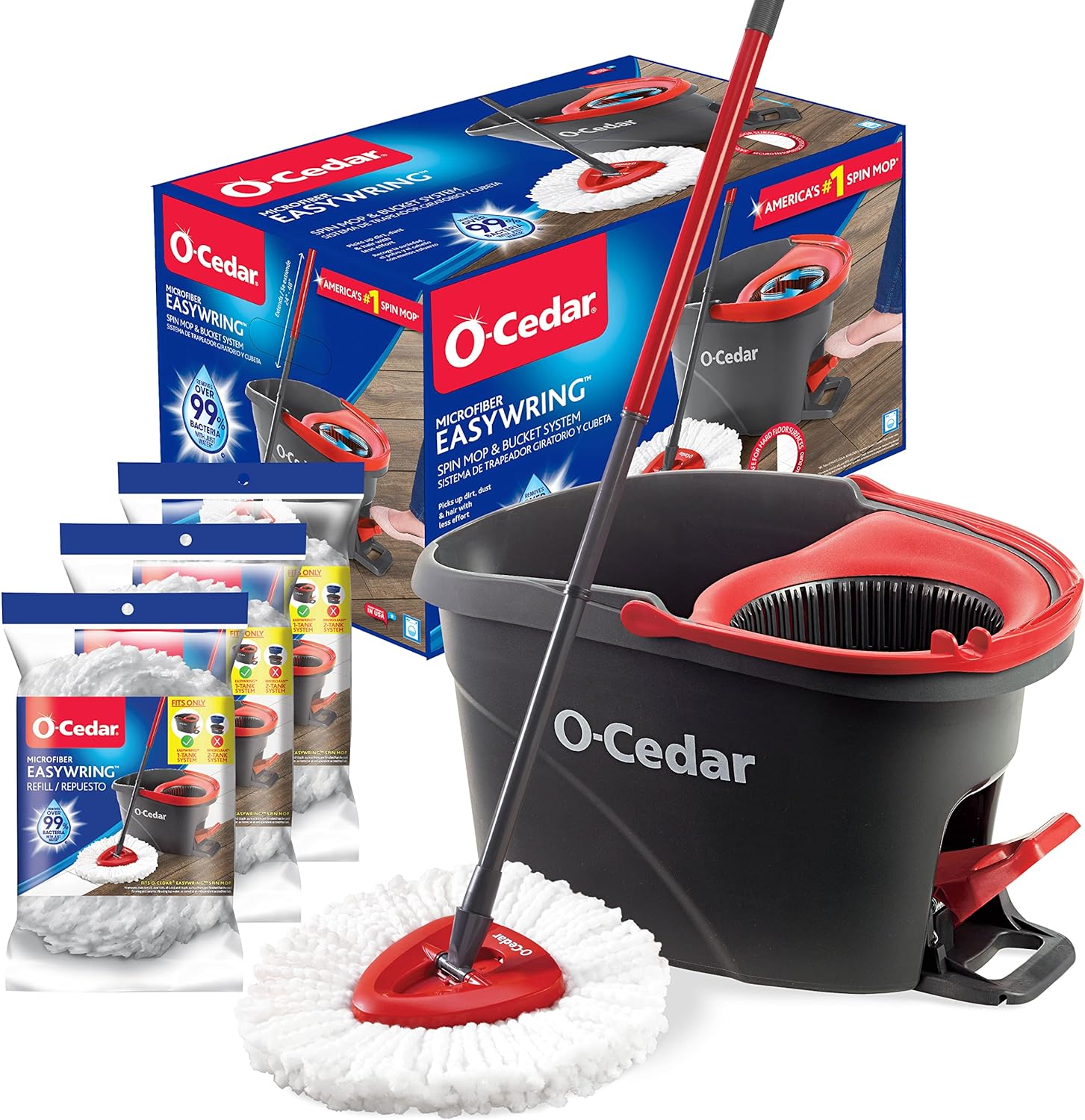 O-Cedar Easywring Microfiber Spin Mop & Bucket Floor