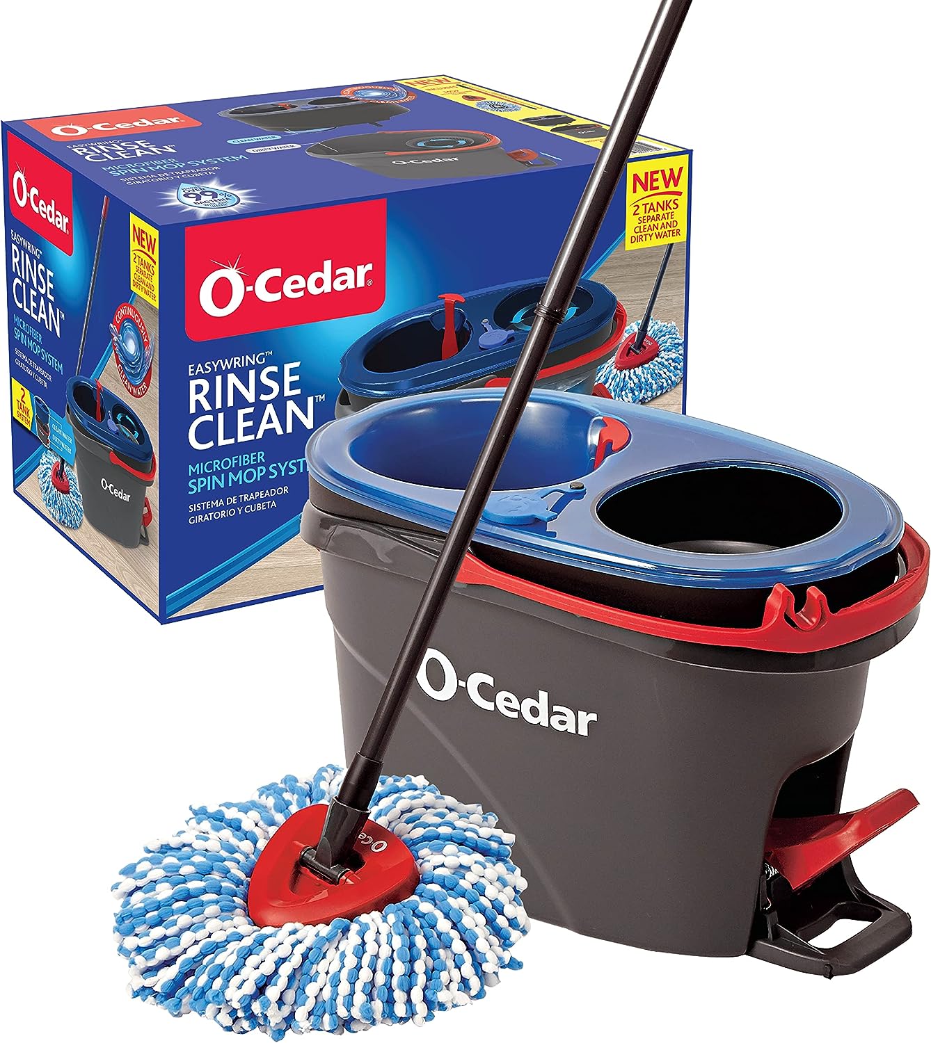 O-Cedar EasyWring RinseClean Microfiber Spin Mop & Bucket Floor